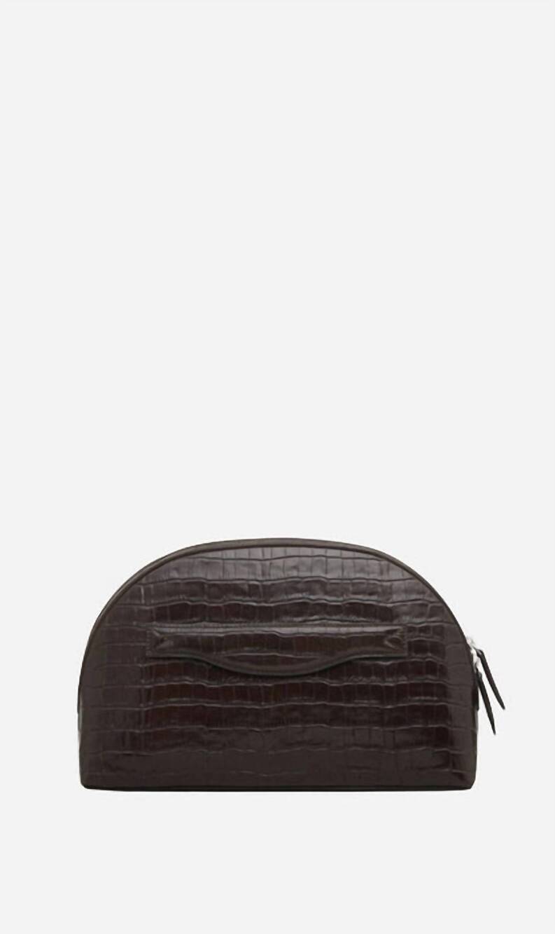 NEW A.EMERY women's halloran clutch in bistre croc